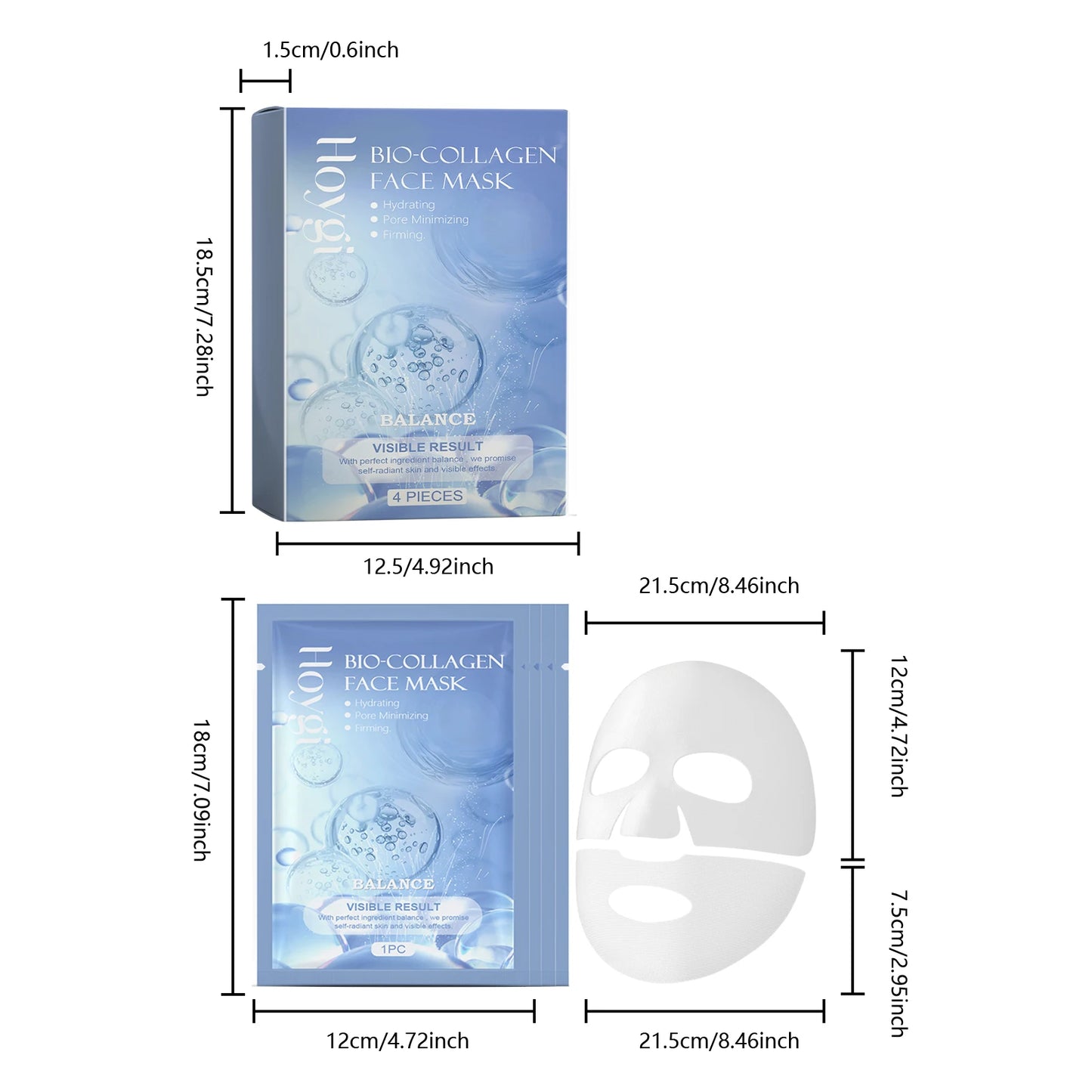 Hoygi Collagen Moisturize Face Mask Reduce Dullness Promote Health Skin Remove Wrinkles Refreshing Brightening Face Mask