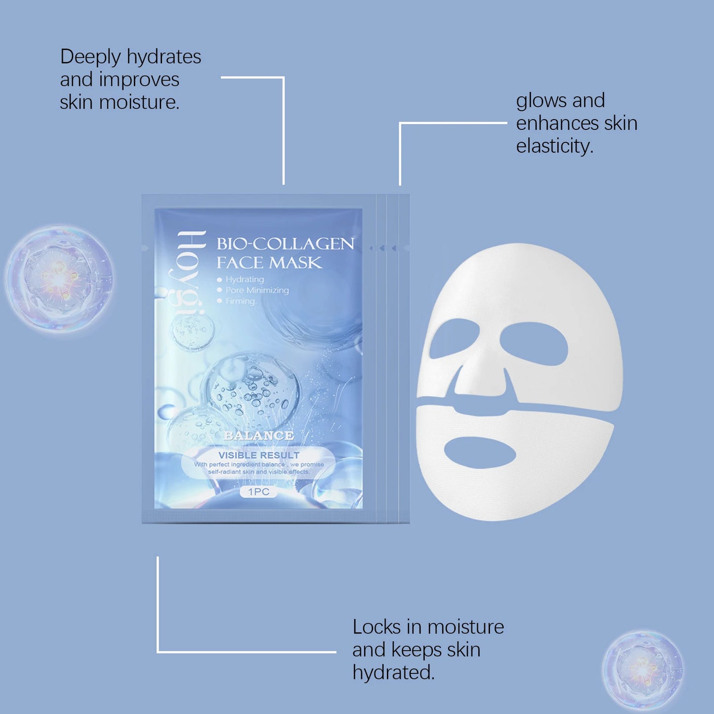 Hoygi Collagen Moisturize Face Mask Reduce Dullness Promote Health Skin Remove Wrinkles Refreshing Brightening Face Mask