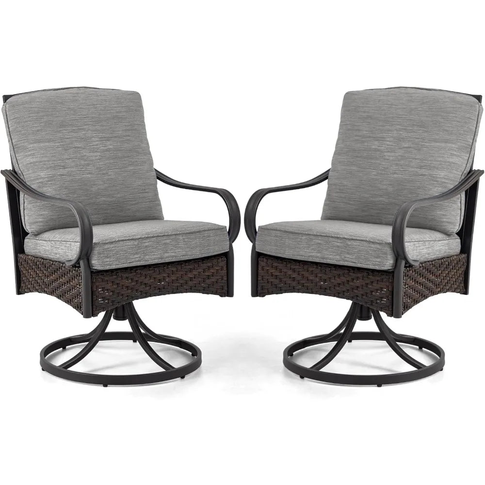Patio Dining Chairs Set of 2, Outdoor Swivel Rocker Patio Chairs with Cushion, Wicker Patio Chairs for Garden, Backyard, Balcon