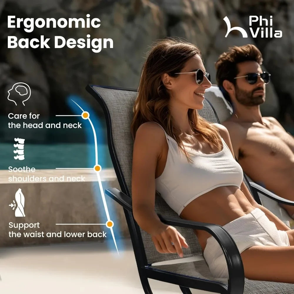 Patio Swivel Dining Chairs Set of 4 Outdoor Metal Chair with Textilene Mesh Fabric, Patio Gentle Rocker Chair