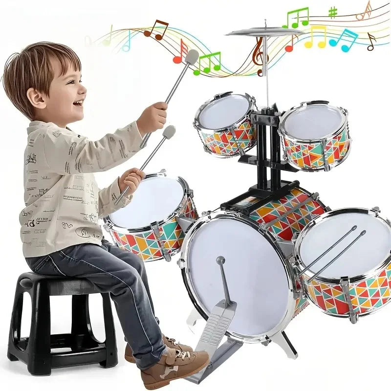 Children's drum set, for practicing percussion instruments, parent-child interaction, children's band rock toys, with a real dru