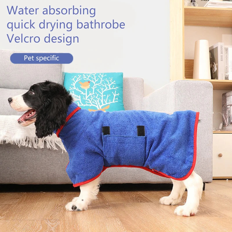 Dog Bathrobe Bath Towel Robe Absorbent Soft Towel For Large Medium Small Dog Quick Dry Adjustable Drying Coat Pet Supplies