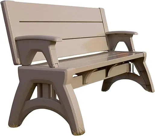 2-in-1 Outdoor Bench & Picnic Table - Foldable, Weather-Resistant Seating - Perfect for Patio, Lawn, Garden, or Deck - Durable C