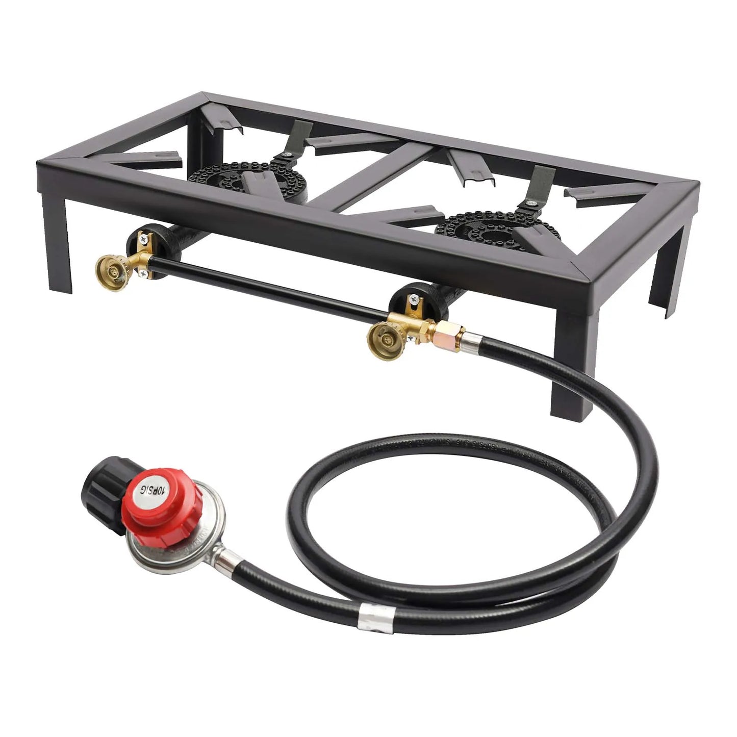 8000 W Camping Double Burner Stove, Portable Outdoor Gas Stove Propane Cooker with Regulator Hose (0-10PSI), for Camping, BBQ