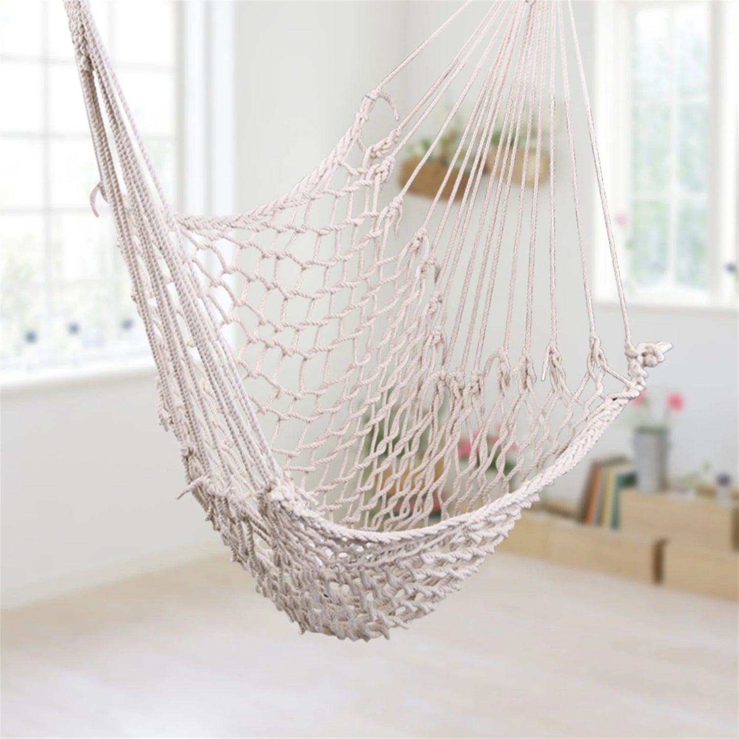 Nordic Style White Hammock Outdoor Indoor Garden Dormitory Bedroom Hanging Chair For Child Adult Swinging Single Safety Hammock