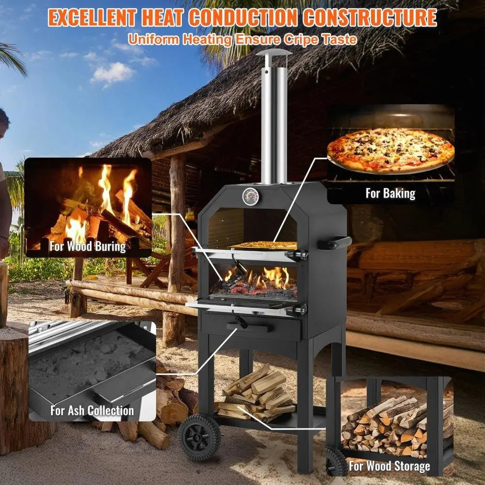 12 Inch Portable Outdoor Pizza Oven Wood Pellet Camp Cooking Oven for Perfect Pizza Baking