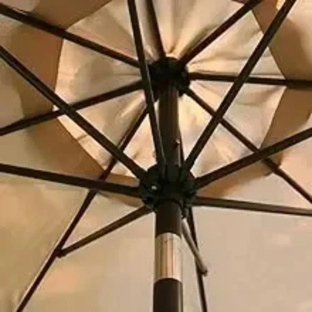 9Ft Patio Umbrella Outdoor Table Umbrella with 8 Sturdy Ribs (Tan)