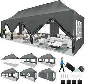 Canopy Tent 10x30 Pop Up Canopy with 8 Removable Sidewalls Party Tents for Parties Wedding Patio Commercial Waterproof and UV50