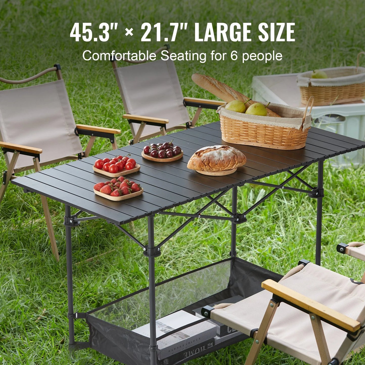 1 PC Portable Folding Camping Table for Outdoor Adventures - Lightweight Aluminum & Steel Compact Side Table with Large Storage.