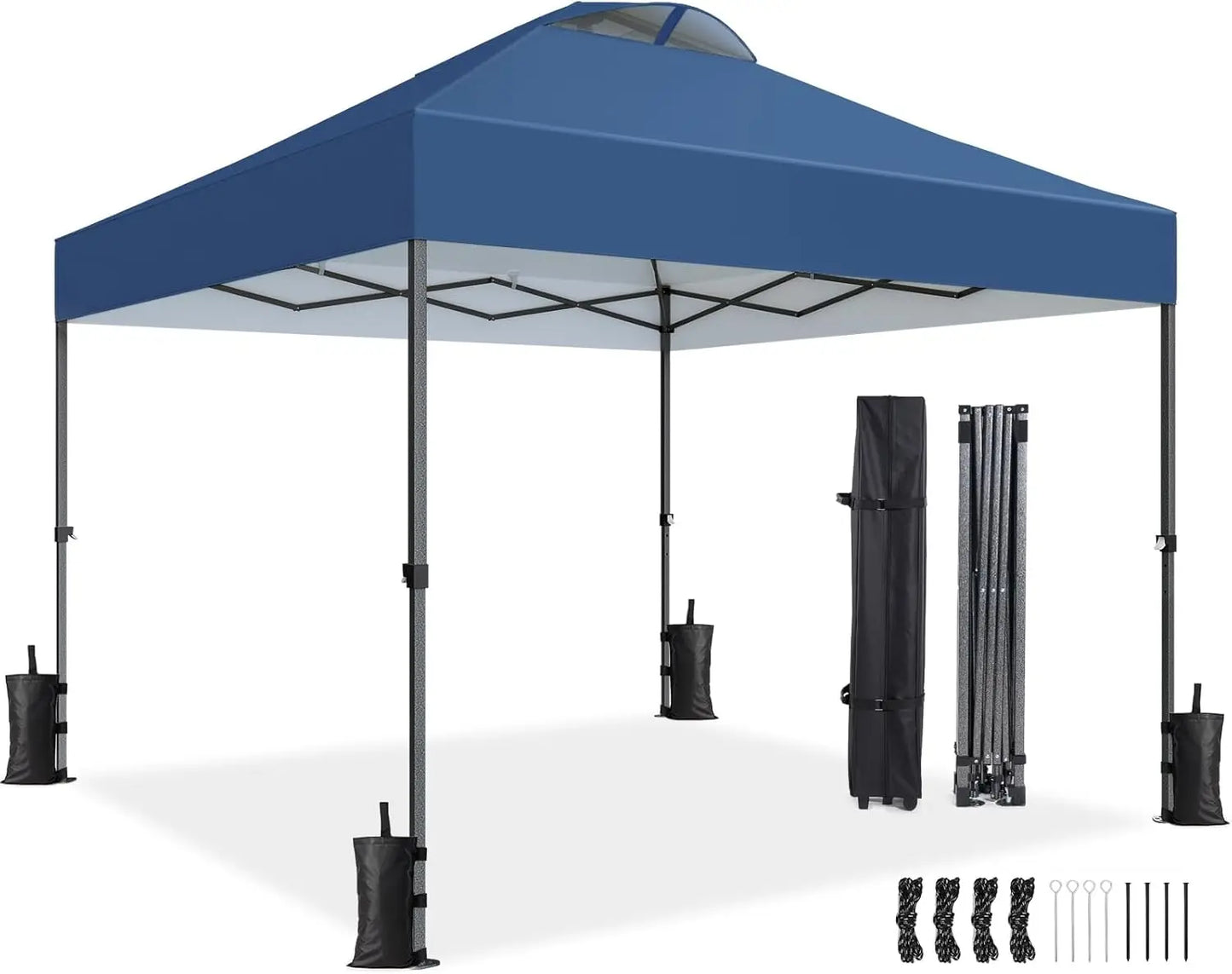 10x10ft 1-Person Setup Pop Up Canopy Tent - Easy Outdoor Sun Shade for Events, Parties, Camping, Gazebo with Wheel Cover
