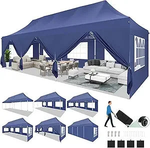 Canopy Tent 10x30 Pop Up Canopy with 8 Removable Sidewalls Party Tents for Parties Wedding Patio Commercial Waterproof and UV50