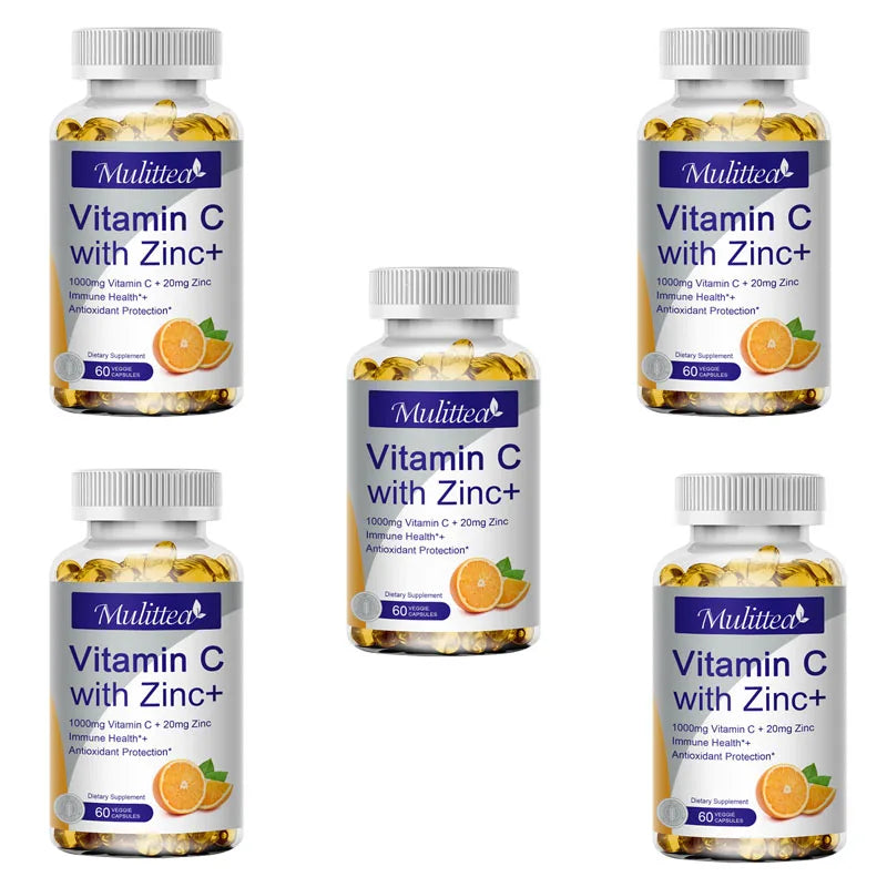 Mulittea Premium Vitamin C and Zinc for Energy Production Improve complexion Brighten skin with daily vitamin supplements