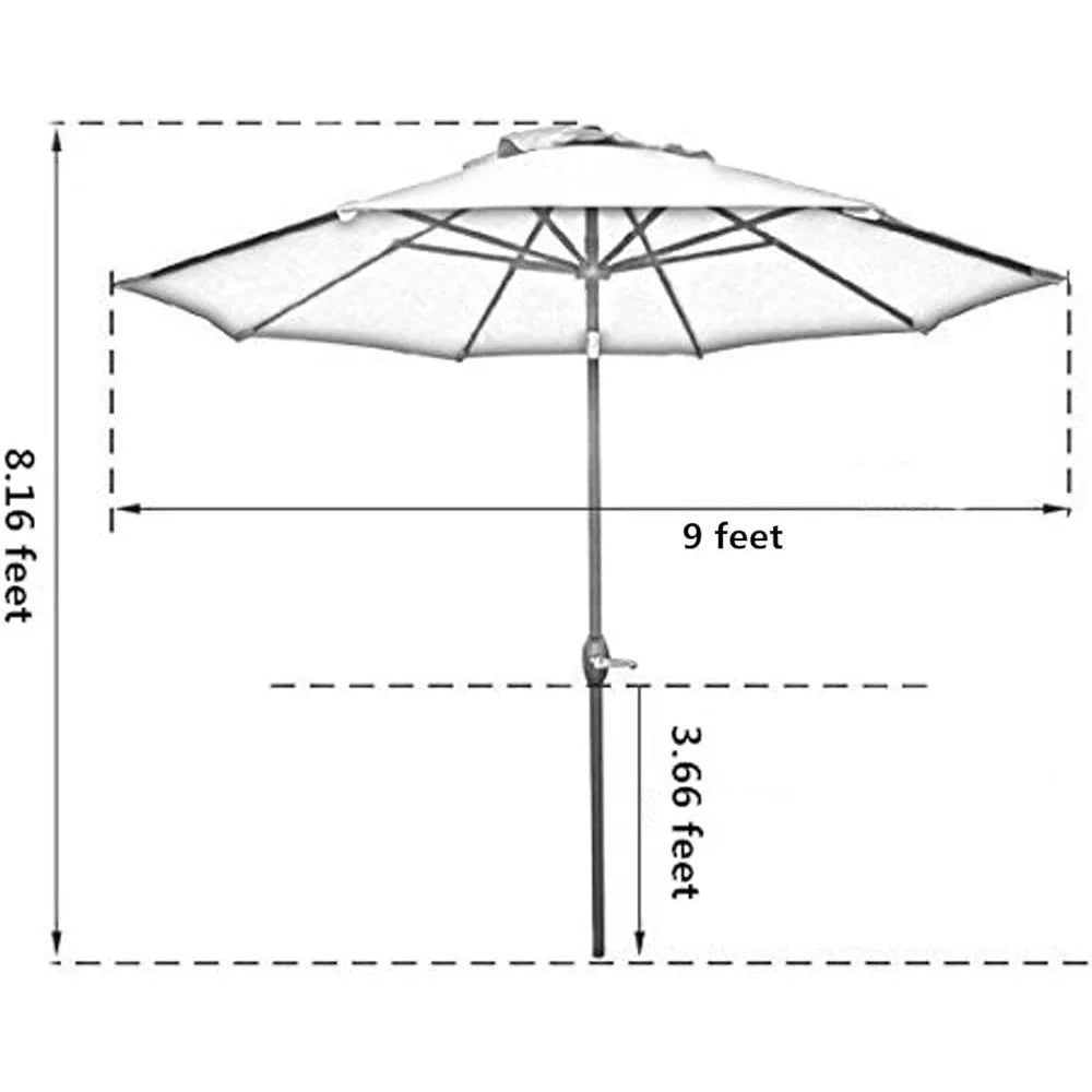 9Ft Patio Umbrella Outdoor Table Umbrella with 8 Sturdy Ribs (Tan)