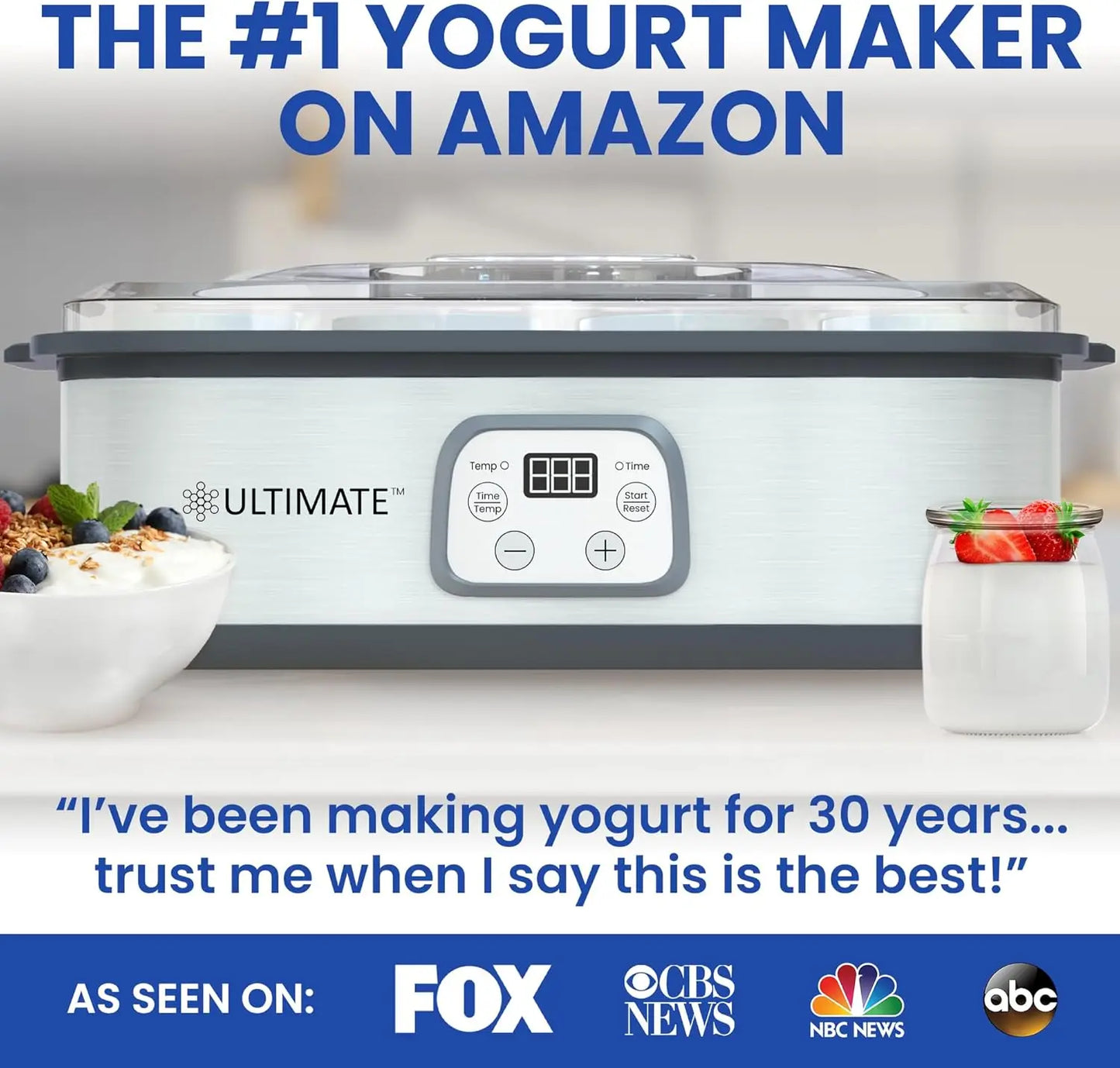 Probiotic Yogurt Maker with Adjustable Temperature & Time Control - Make Trillions of Live Probiotics & Get Better Gut Health -