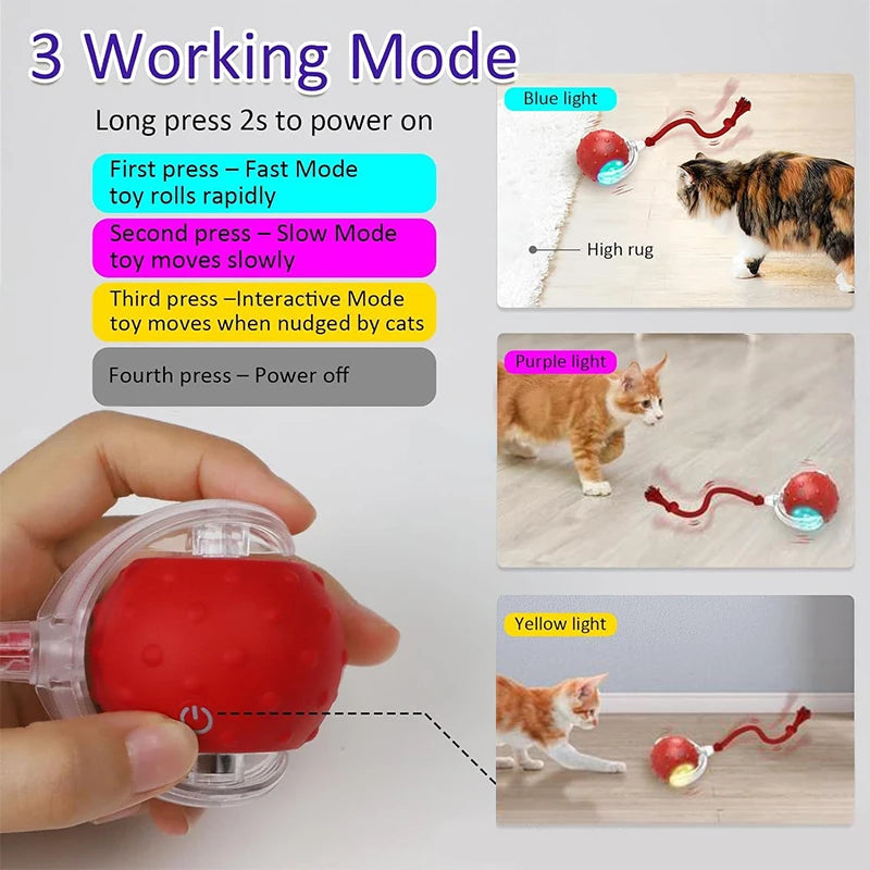 Interactive Cat Toys Ball Indoor Smart Ball Cat Toy Smart Cat Teaser Ball Rechargeable Electric Cat Ball Kitten Toy Pet Supplies