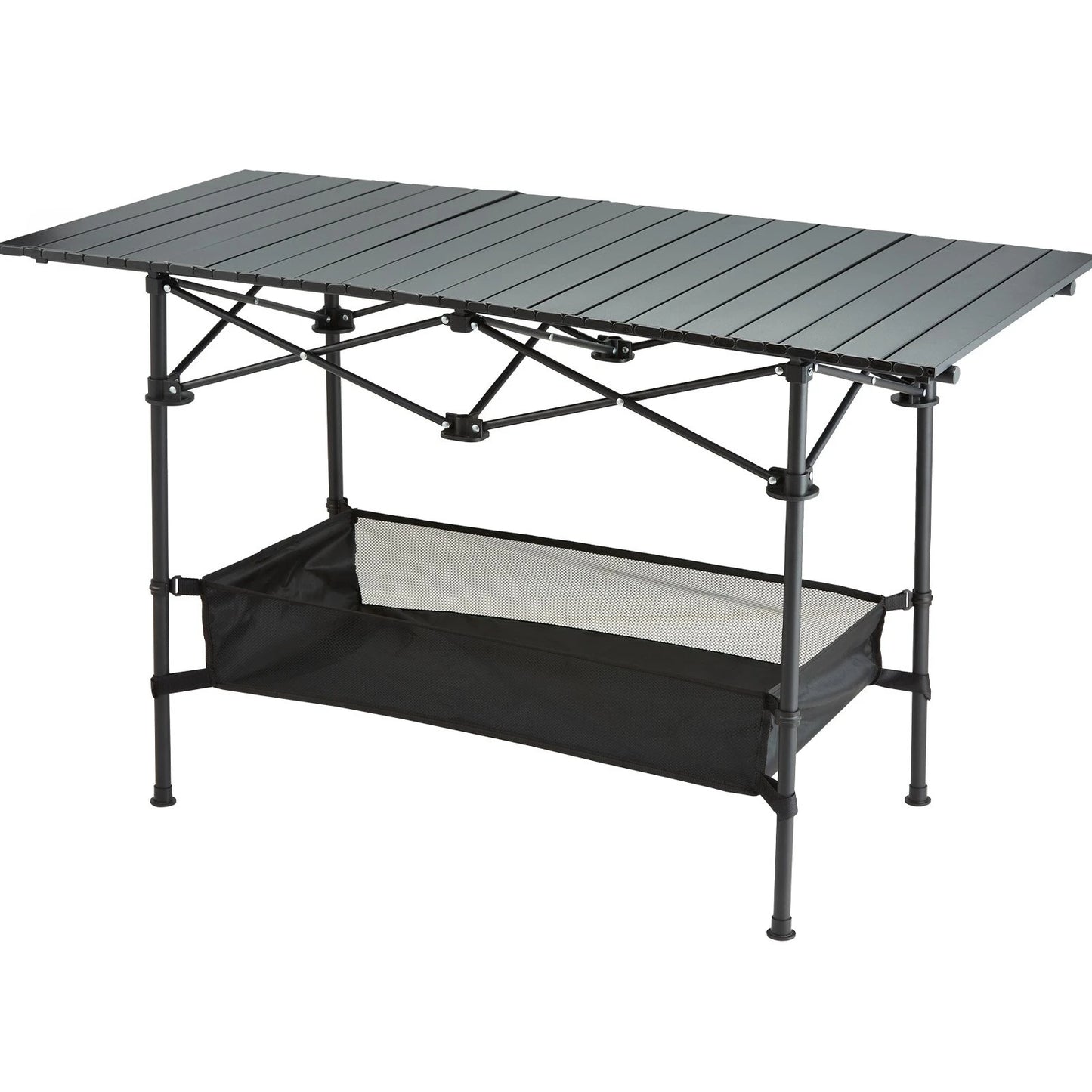 1 PC Portable Folding Camping Table for Outdoor Adventures - Lightweight Aluminum & Steel Compact Side Table with Large Storage.