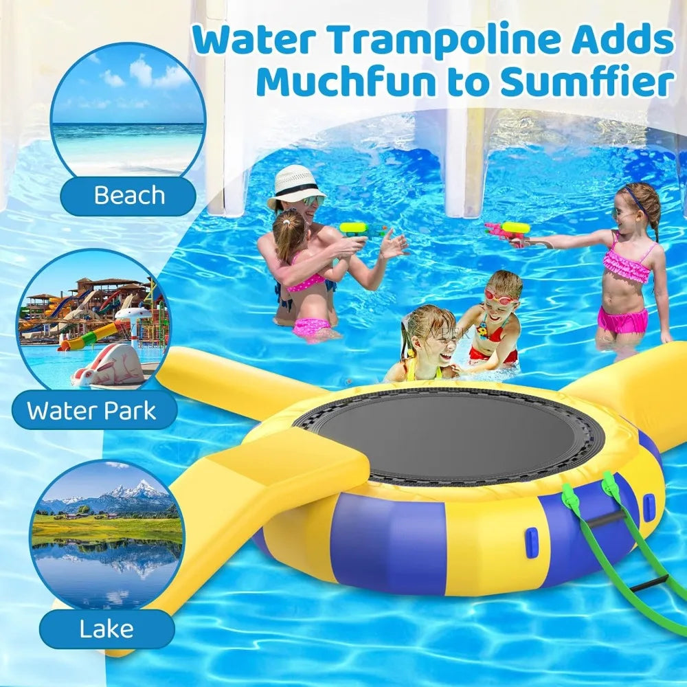 Inflatable Water Trampoline for Lake and Water Hammock,Bounce Platform,Heavy Duty Round Floating Ring with Mesh
