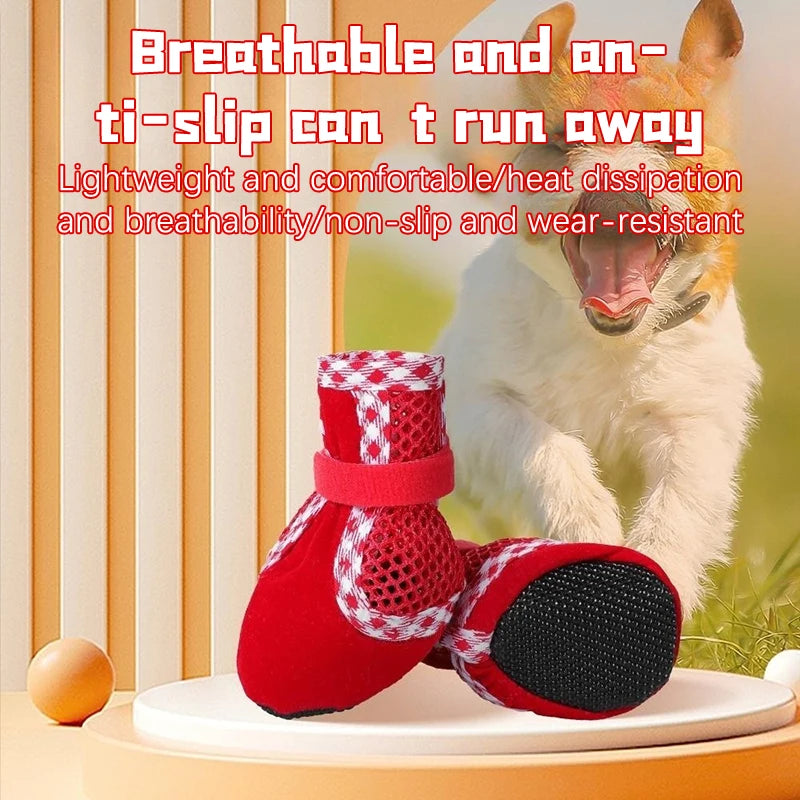 1Set Wear Resistant Dog Cat Boots Outdoors Thickened Anti-Slip Small Puppy Shoes Adjustable Drawstring Pet Booties Pet Supplies