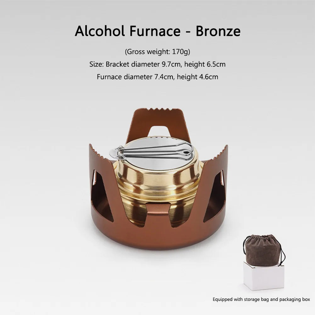 Portable Mini Alcohol Stove Adjustable Firepower Gasoline Stove Aluminum Alloy Bracket 360 Degree Combustion for Outdoor Picnic