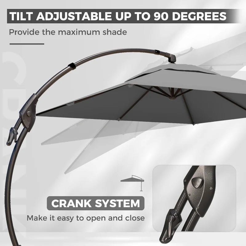 Grand patio 10x13 FT Cantilever Umbrella Outdoor Aluminum Rectangle Offset Umbrella Canopy with Base & Cover for Pool Garden