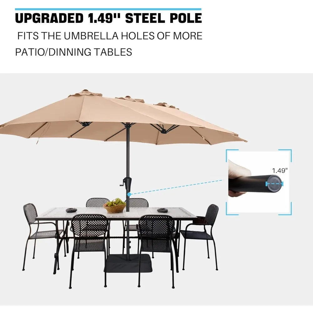 13FT Outdoor Umbrella for Patio, Double sided Pool Umbrellas with Fade Resistant Canopy, Large Table Umbrella