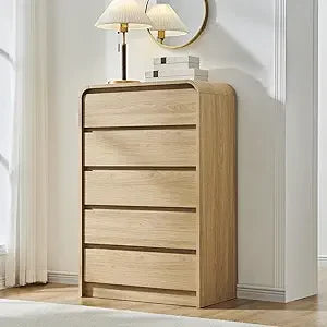 Modern 7 Drawers Dresser for Bedroom, 47" Wide Wood Dressers & Chests of Drawers w/Curved Profile Design, Mid Century Modern Dre