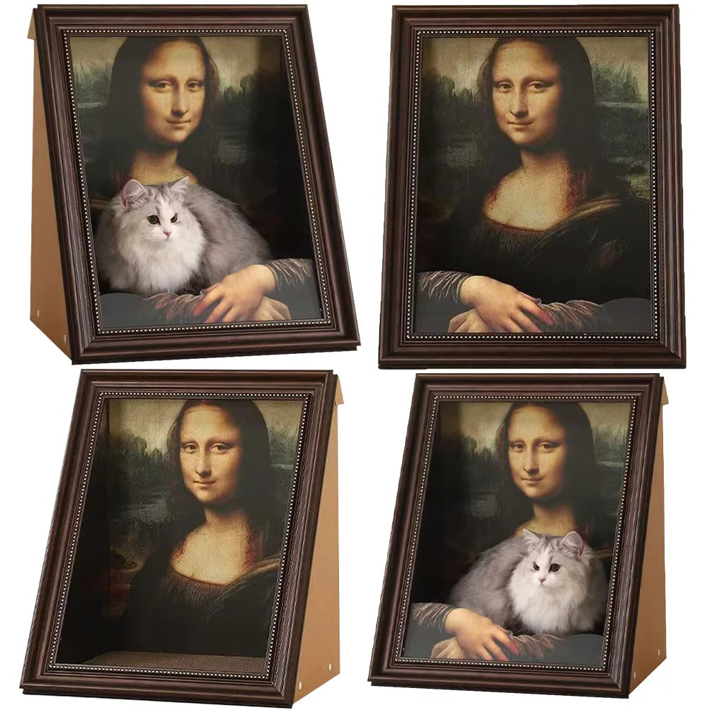 Mona Lisa Cat Nest Oil Painting Cat Bed Multi-Function Art Frame Cat House Decorative Mona Lisa Cat Cave Pet Supplies