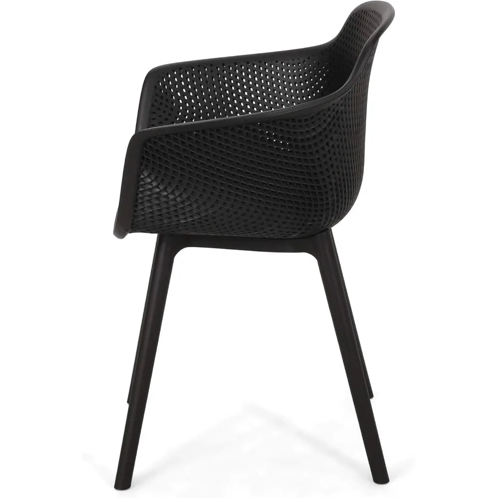 Davina Outdoor Dining Chair (Set of 2), Polypropylene, Black