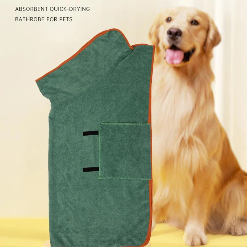 Dog Bathrobe Bath Towel Robe Absorbent Soft Towel For Large Medium Small Dog Quick Dry Adjustable Drying Coat Pet Supplies