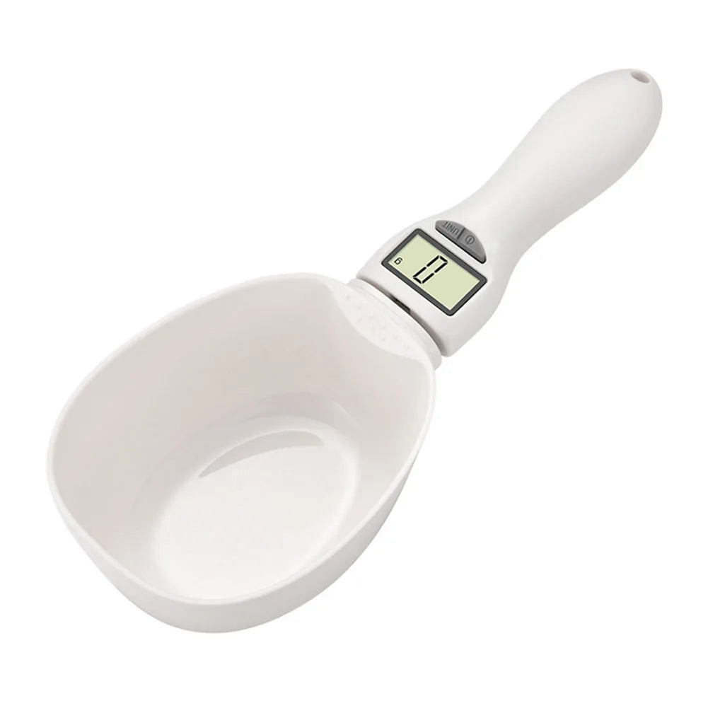 Digital Display Dogs Food Dispenser Scale Detachable Pet Food Weighing Spoon Plastic Easy Clean Battery Powered for Pet Supplies