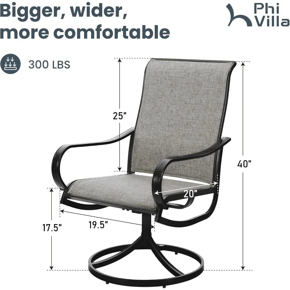 Patio Swivel Dining Chairs Set of 4 Outdoor Metal Chair with Textilene Mesh Fabric, Patio Gentle Rocker Chair