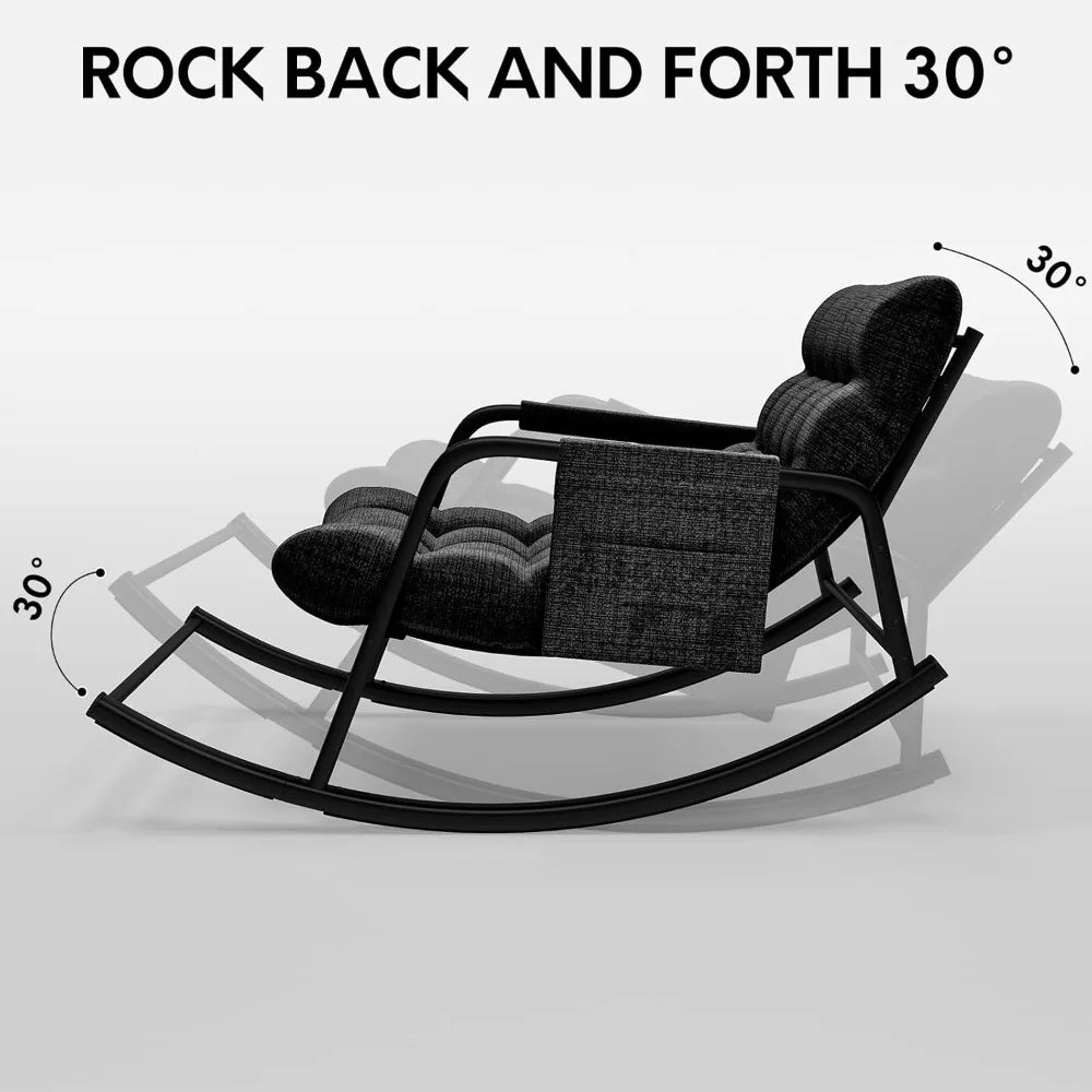 Indoor Outdoor Patio Rocking Chairs Set of 2, Papasan Rocking Chairs, Double Papasan Chair with Cushion, Oversized Modern Rocker