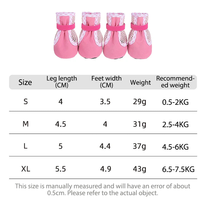 1Set Wear Resistant Dog Cat Boots Outdoors Thickened Anti-Slip Small Puppy Shoes Adjustable Drawstring Pet Booties Pet Supplies