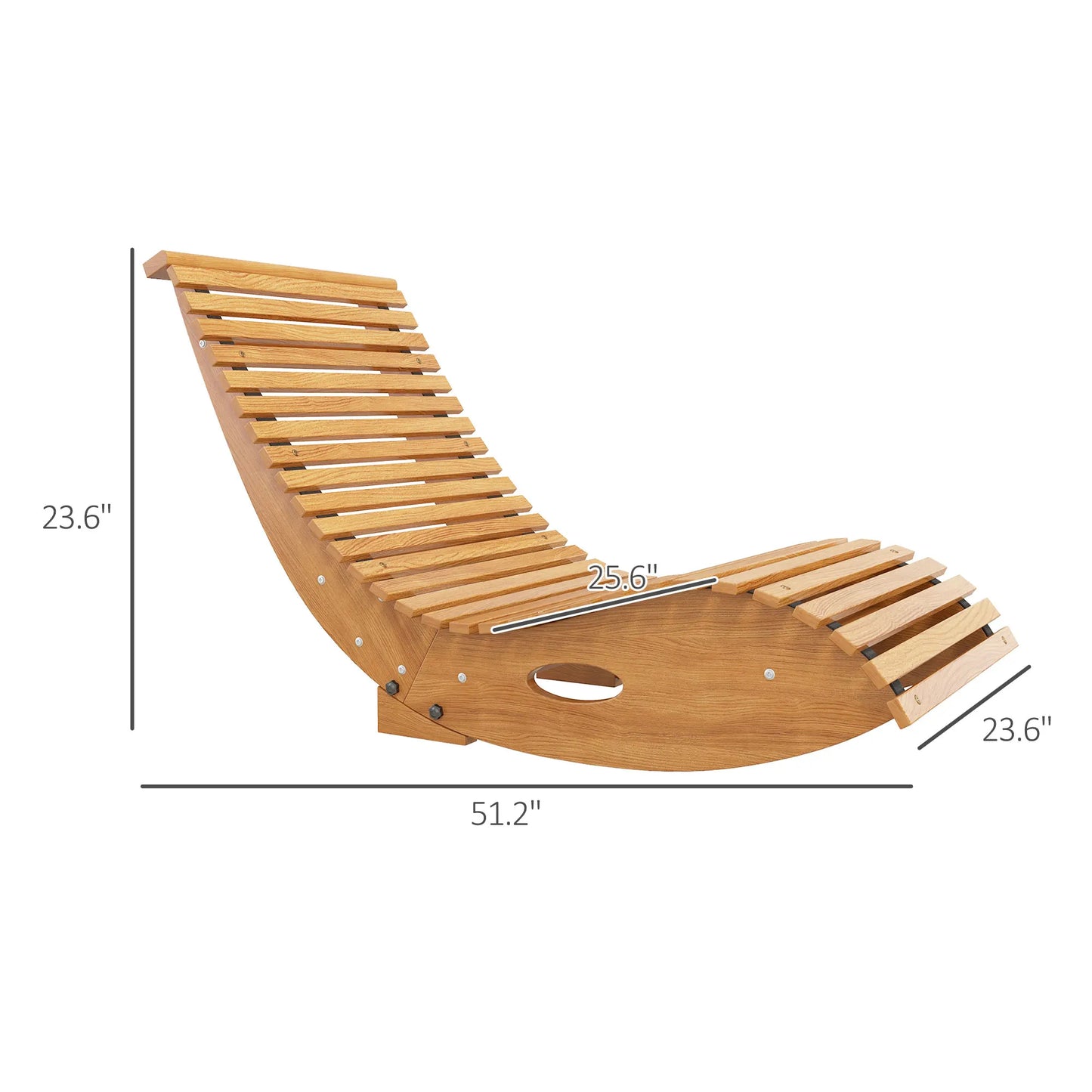 Outsunny Outdoor Rocking Chair W/ Slatted Seat, Wooden Rocking Chair, Teak