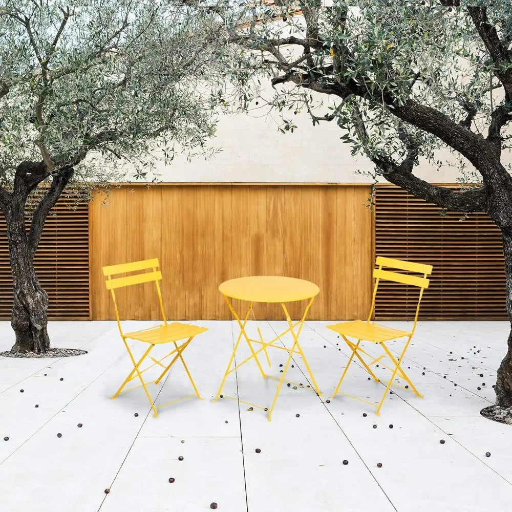 3-Piece Bistro Set Folding Outdoor Furniture Sets with Premium Steel Frame Portable Design for Bistro & Balcony