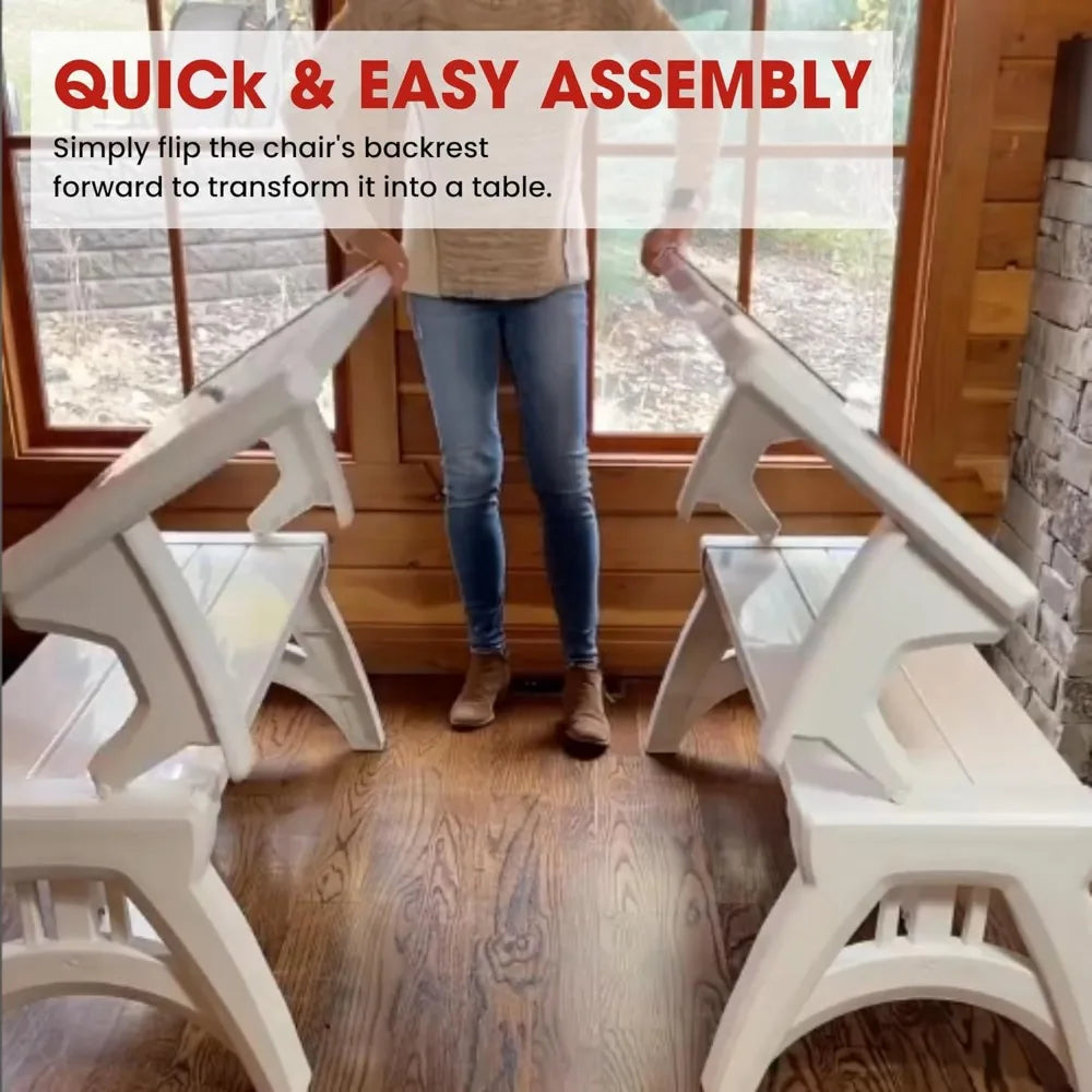 2-in-1 Outdoor Bench & Picnic Table - Foldable, Weather-Resistant Seating - Perfect for Patio, Lawn, Garden, or Deck - Durable C