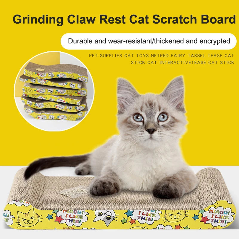 Pet Cat Wave Curved Catnip Cat Scratcher Indoor Cats Scratchers Cardboard Abrasion Resistance Cat Scratch Pad Pet Supplies