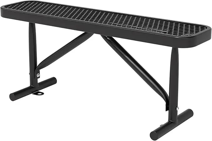 4 Feet Metal Park Bench for Outside, Outdoor Heavy Duty Garden Bench with Portable Frame, Commercial Benches for Shopping Mall,