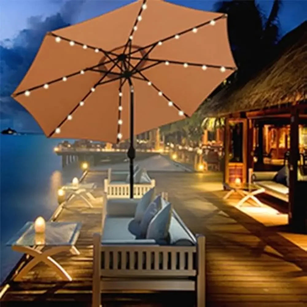 Lighted Patio Umbrella, Table Market Umbrella, Outdoor Umbrella for Garden, Deck, Backyard, Pool and Beach,9 Ft
