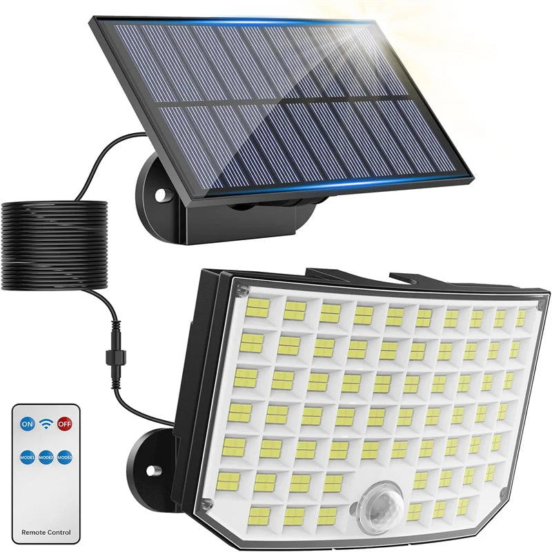 Solar Outdoor Lights, 256 LED Solar Powered Motion Sensor Security Lights with Waterproof 3 Modes Flood Lights for Outside Porch