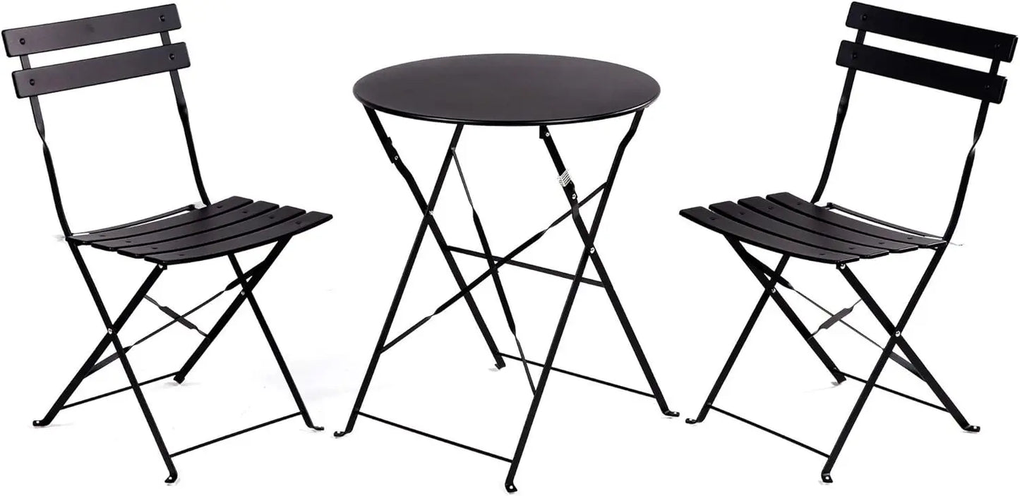 3-Piece Bistro Set Folding Outdoor Furniture Sets with Premium Steel Frame Portable Design for Bistro & Balcony