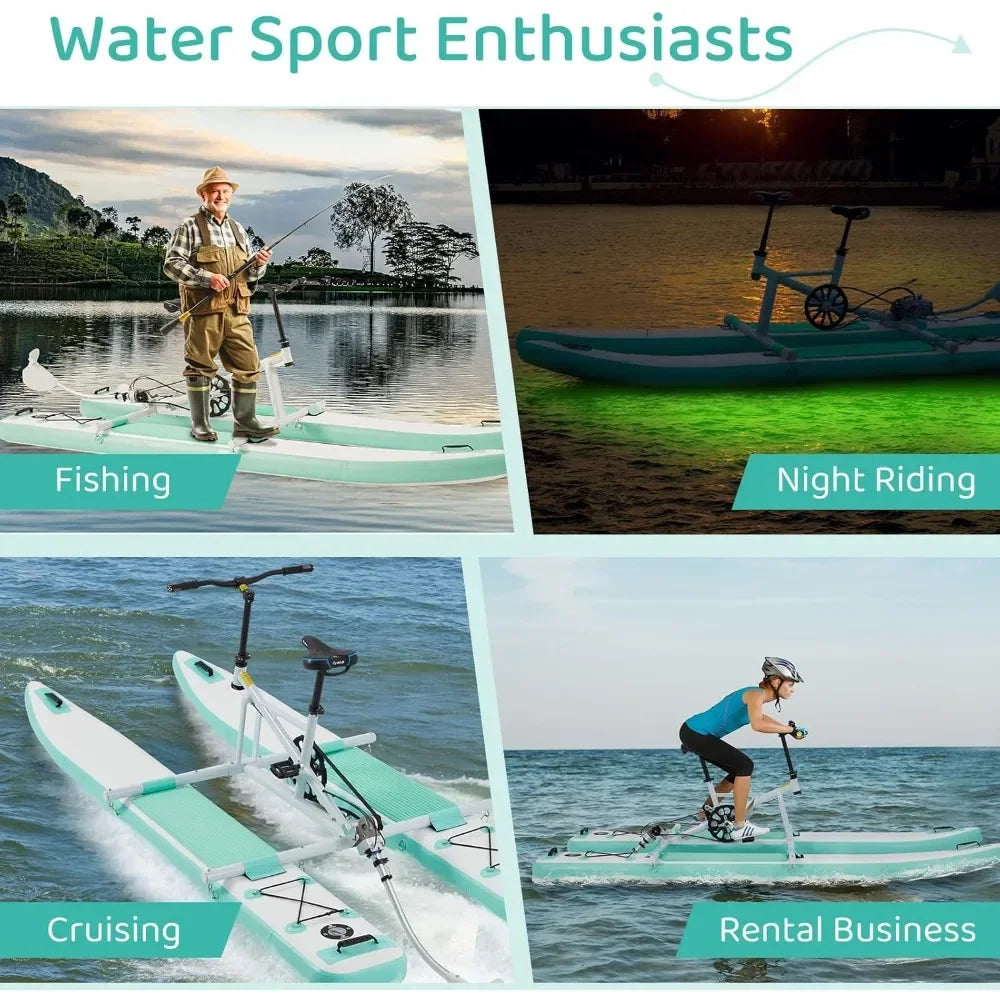 Inflatable Water Bike, 2-in-1 Kayak Bikeboat Hybrid, Portable & Durable PVC and EVA Material, Includes Bike System, Dual Air Pum