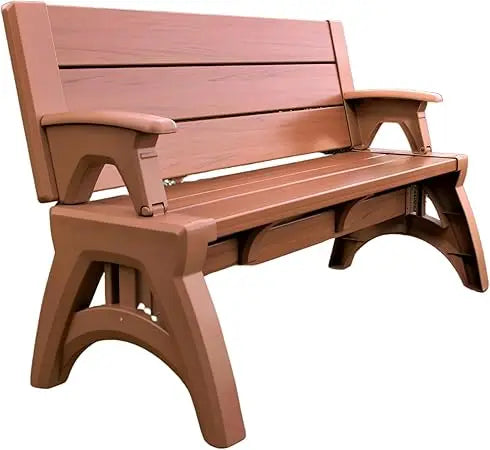 2-in-1 Outdoor Bench & Picnic Table - Foldable, Weather-Resistant Seating - Perfect for Patio, Lawn, Garden, or Deck - Durable C