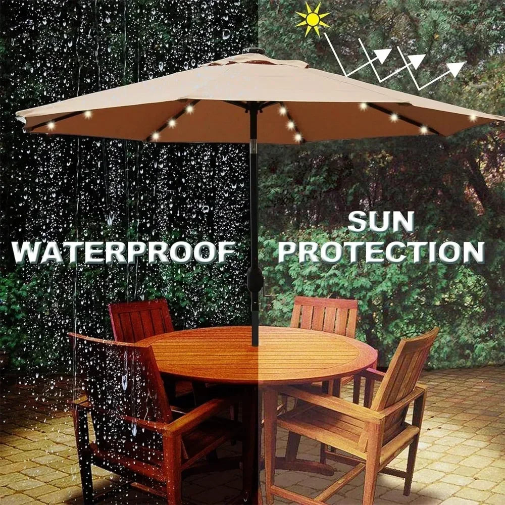 Lighted Patio Umbrella, Table Market Umbrella, Outdoor Umbrella for Garden, Deck, Backyard, Pool and Beach,9 Ft