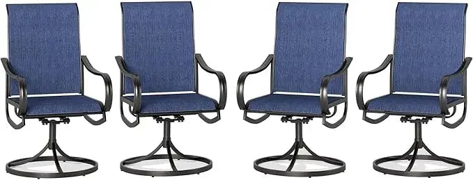 Patio Swivel Dining Chairs Set of 4 Outdoor Metal Chair with Textilene Mesh Fabric, Patio Gentle Rocker Chair