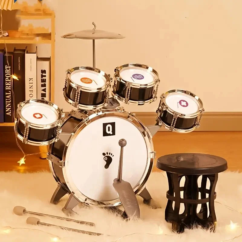 Children's drum set, for practicing percussion instruments, parent-child interaction, children's band rock toys, with a real dru