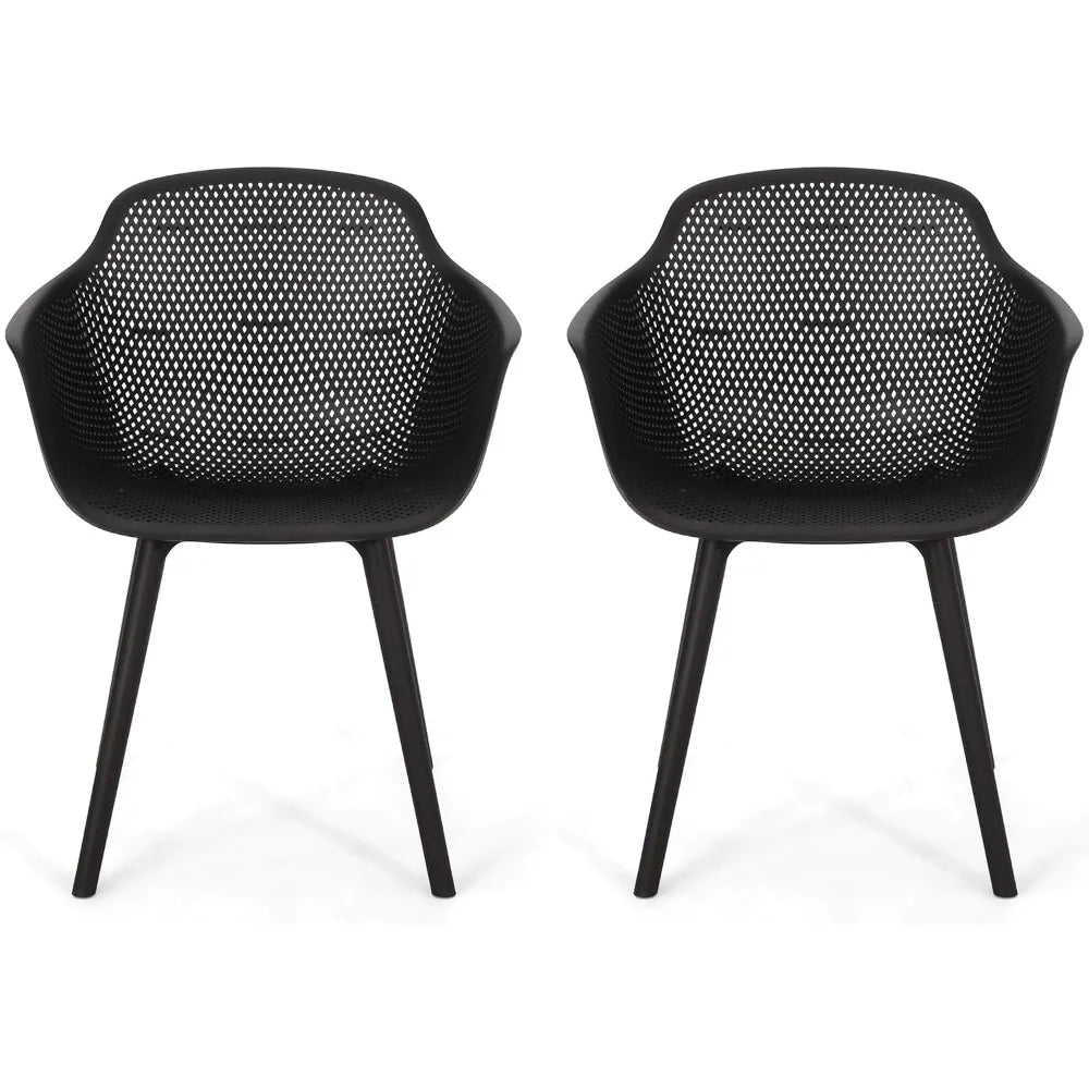 Davina Outdoor Dining Chair (Set of 2), Polypropylene, Black