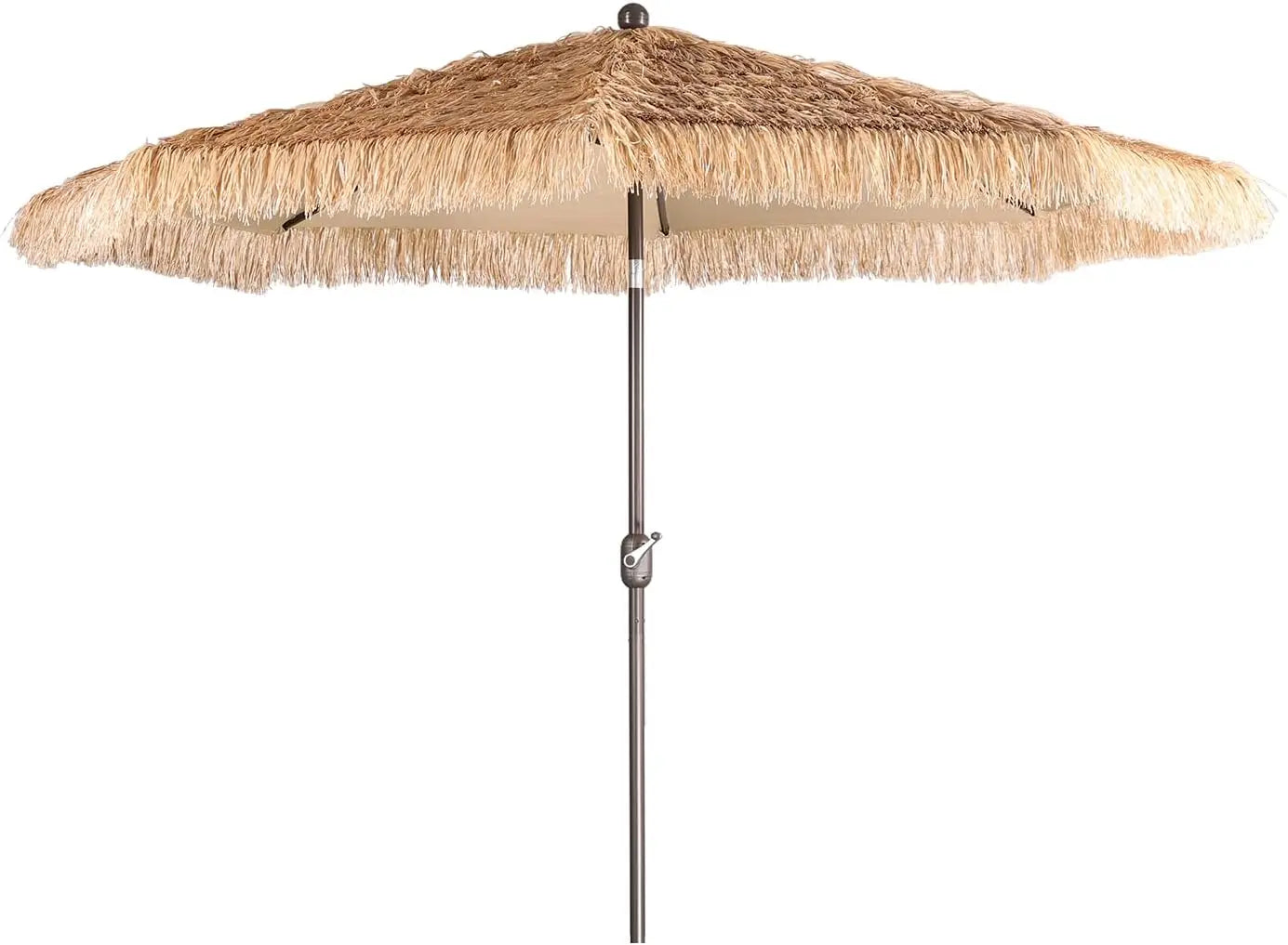 No Base Cantilever Tiki Thatch Patio Umbrella, Hand-Push Tilt Offset Umbrella for Outdoor, Poolside, Backyard