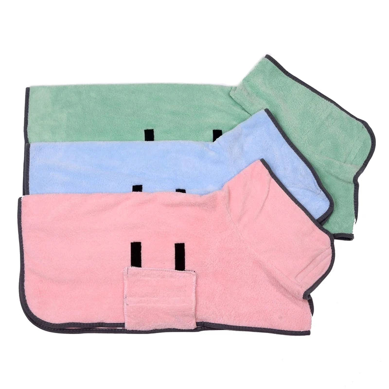 Dog Bathrobe Bath Towel Robe Absorbent Soft Towel For Large Medium Small Dog Quick Dry Adjustable Drying Coat Pet Supplies
