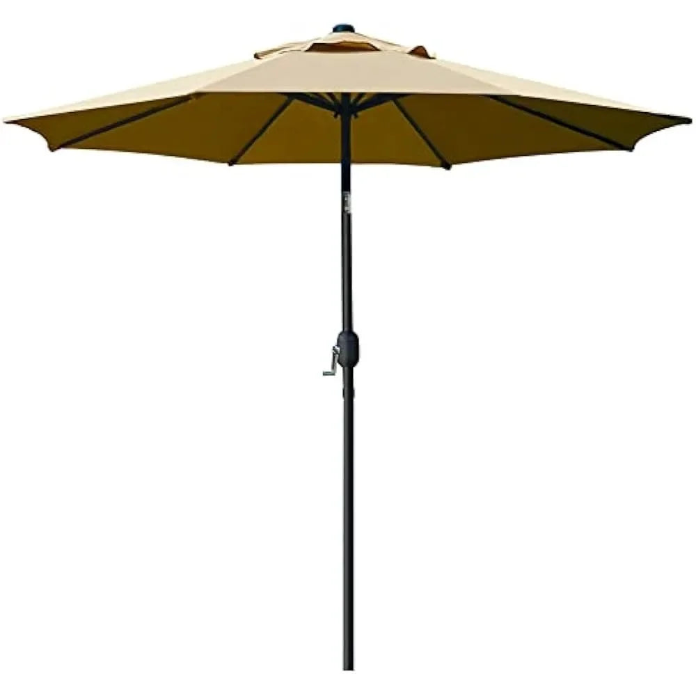 9Ft Patio Umbrella Outdoor Table Umbrella with 8 Sturdy Ribs (Tan)
